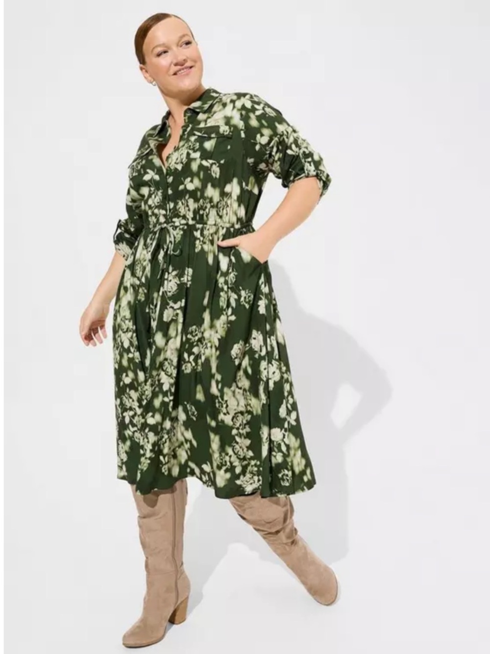 Torrid Midi Challis Shirt Dress - Picture 2 of 4